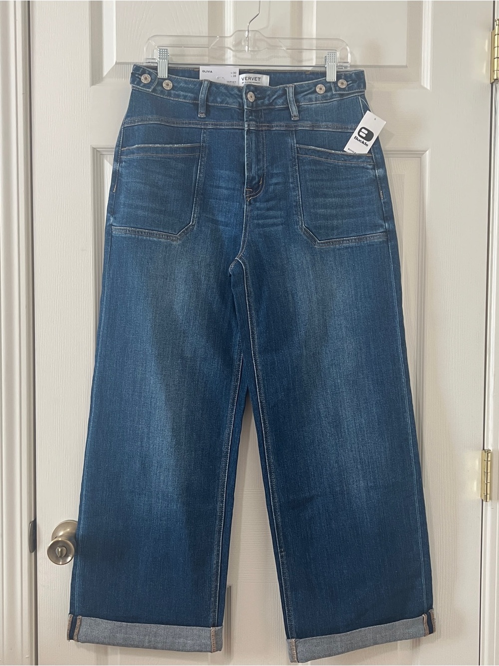 NEW Vervet by Flying Monkey High Rise Cuffed Wide leg Jeans Olivia style sz 30